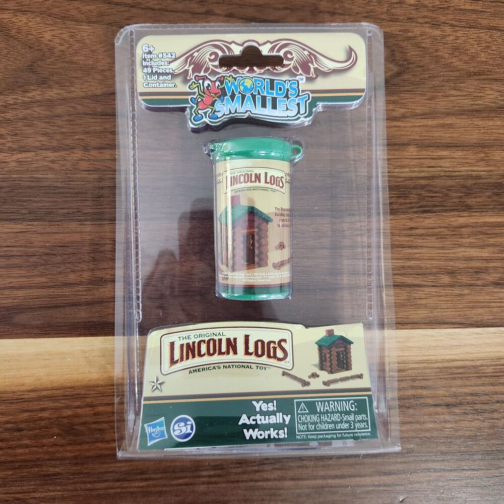 Hasbro Worlds Smallest Lincoln Logs Set Figure 49 Pieces Wooden Cabin Toy #542